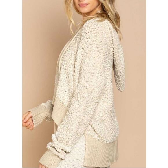 POL Beige Popcorn Chenille Hooded Sweater Size XL - Picture 2 of 14